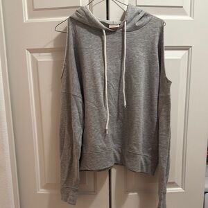 Gray Cold Shoulder Hoodie, M